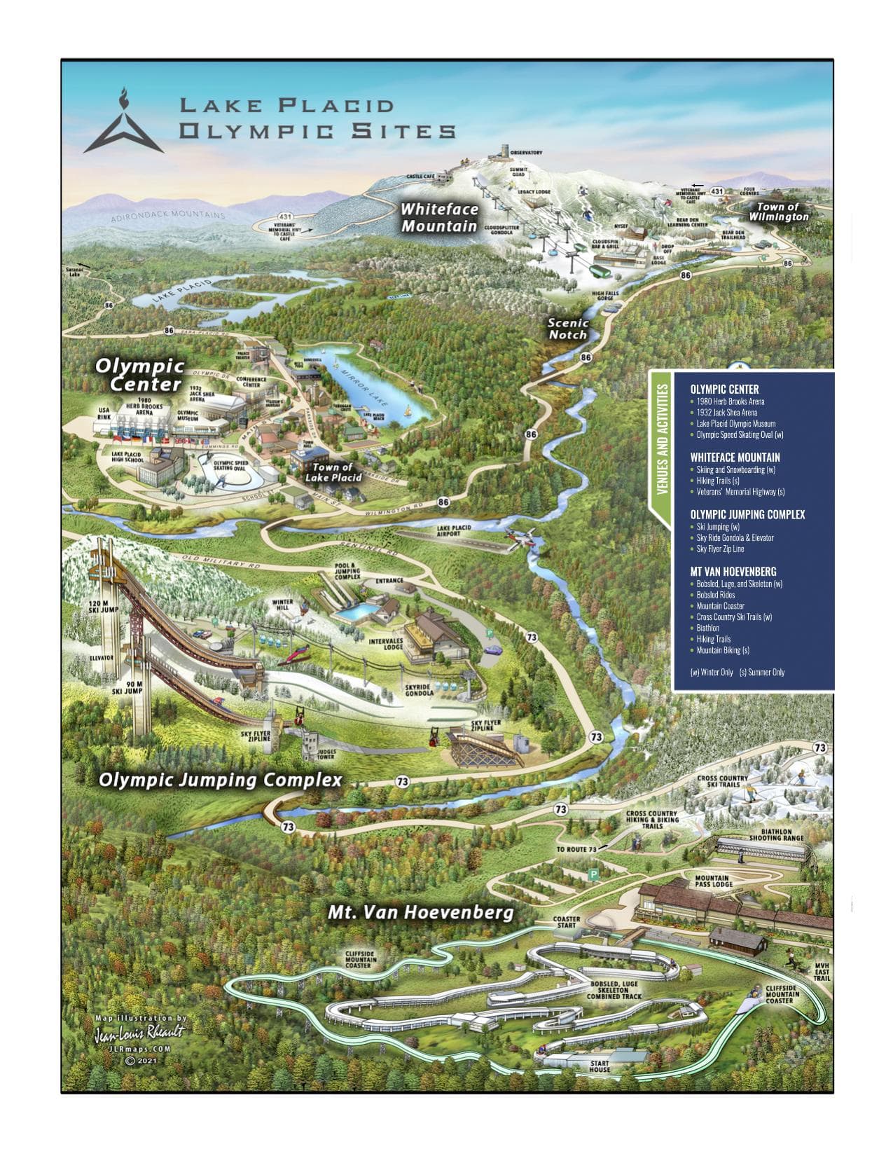 Lake Placid Olympic Sites map